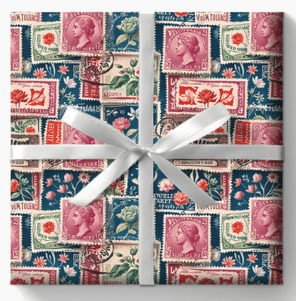 Love Stamps Gift Wrap for Valentine's Packages