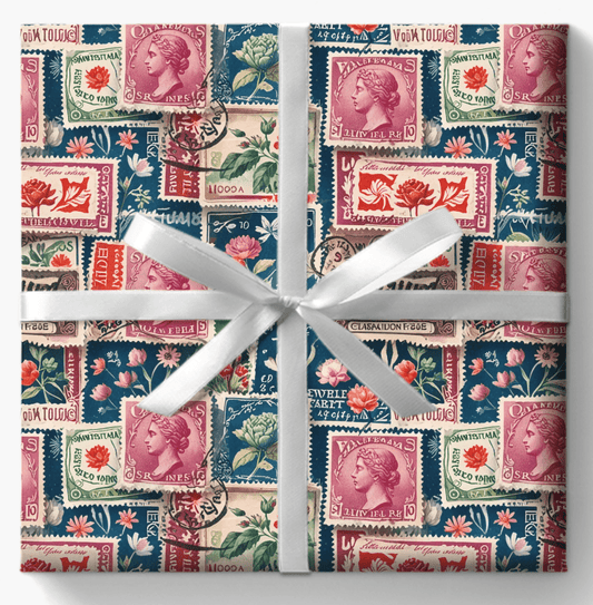 Love Stamps Gift Wrap for Valentine's Packages