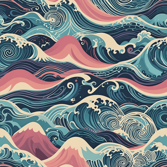 Ocean Wave Wrapping Papers - pink and blue