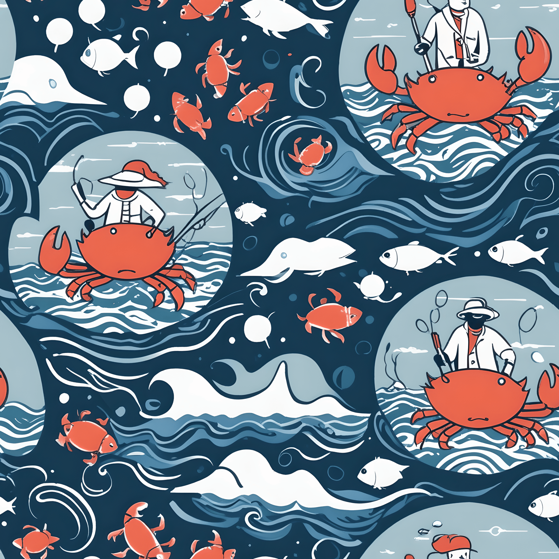 Silly Fisherman Wrapping Paper with Crab Design