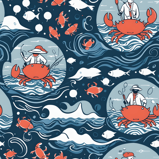 Silly Fisherman Wrapping Paper with Crab Design
