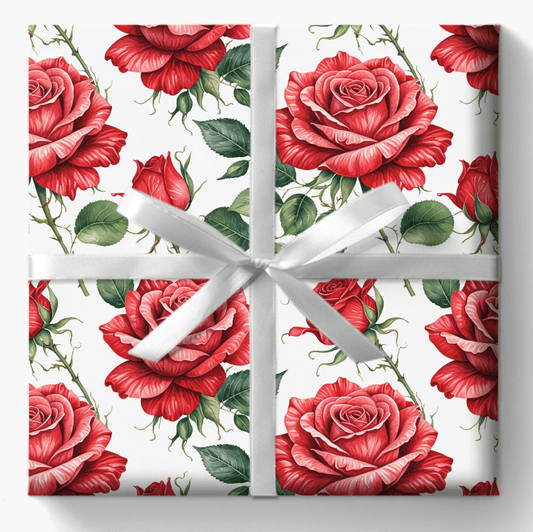 Chic Red Rose Wrapping Paper Roll