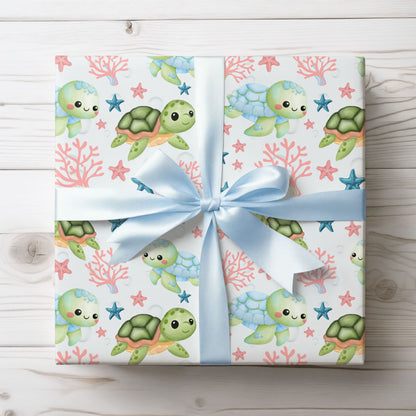 Baby Sea Turtle and Sea Stars Design