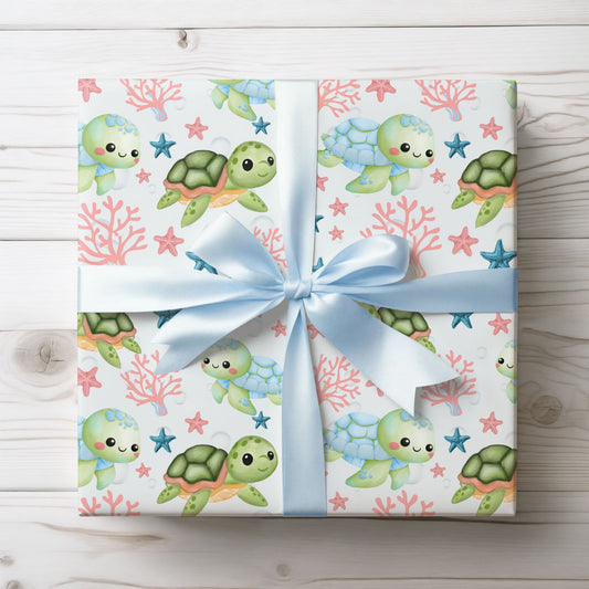 Baby Sea Turtle and Sea Stars Design