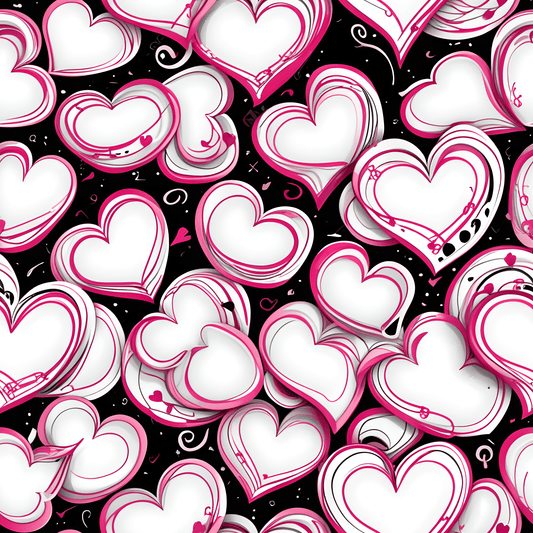 Elegant Pink, White and Black Heart Design Gift Wrap