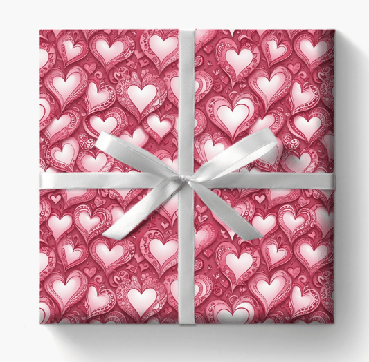 Sweet Pink Heart Print Gift Wrap for Valentine's Day
