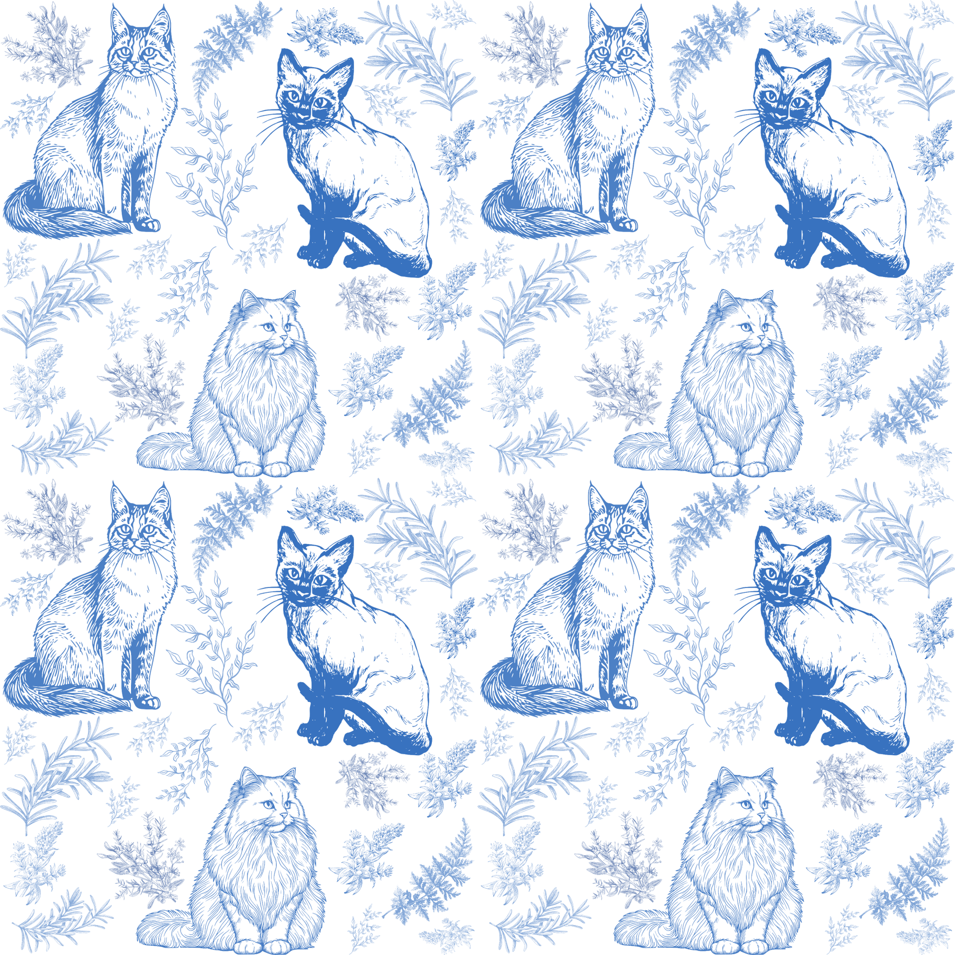 Cat Toile De Jouy Wrapping Paper