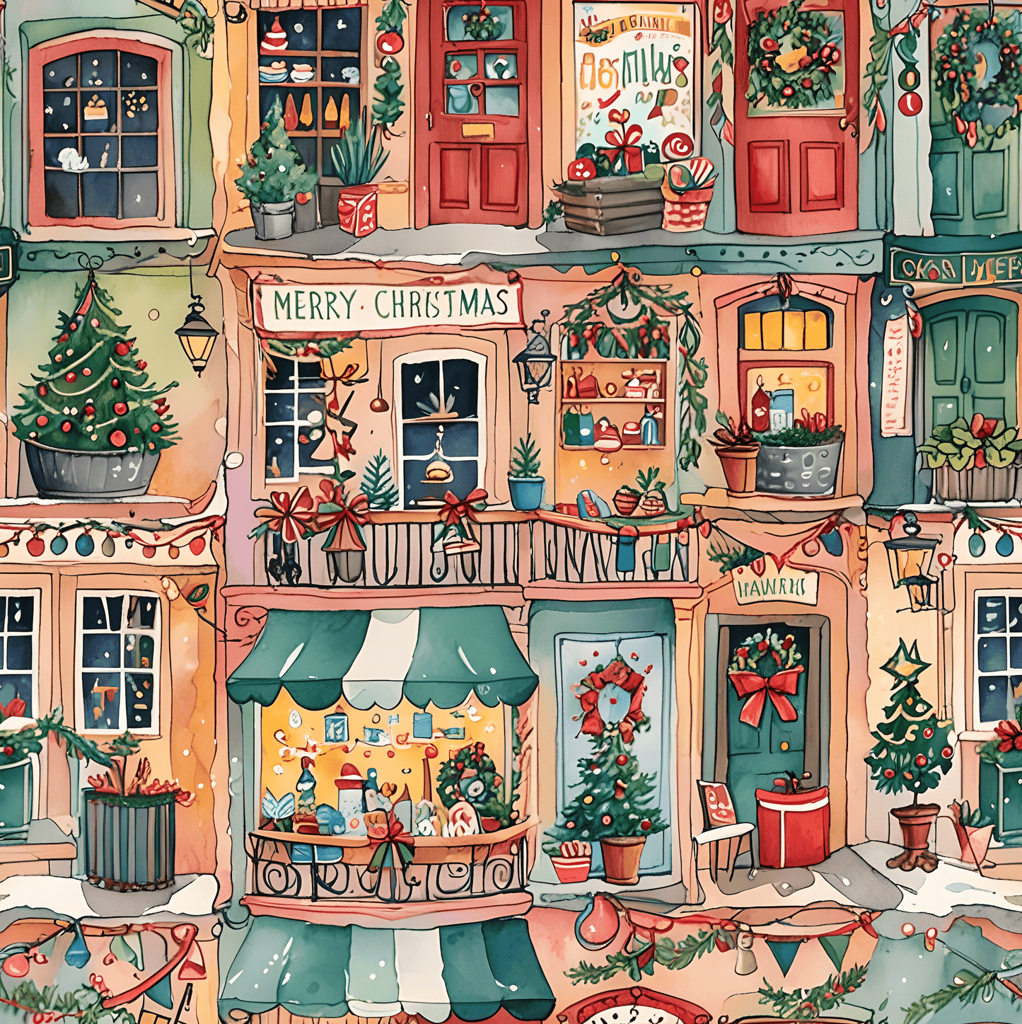 Festive Village Frenzy – Christmas Town Wrapping Paper