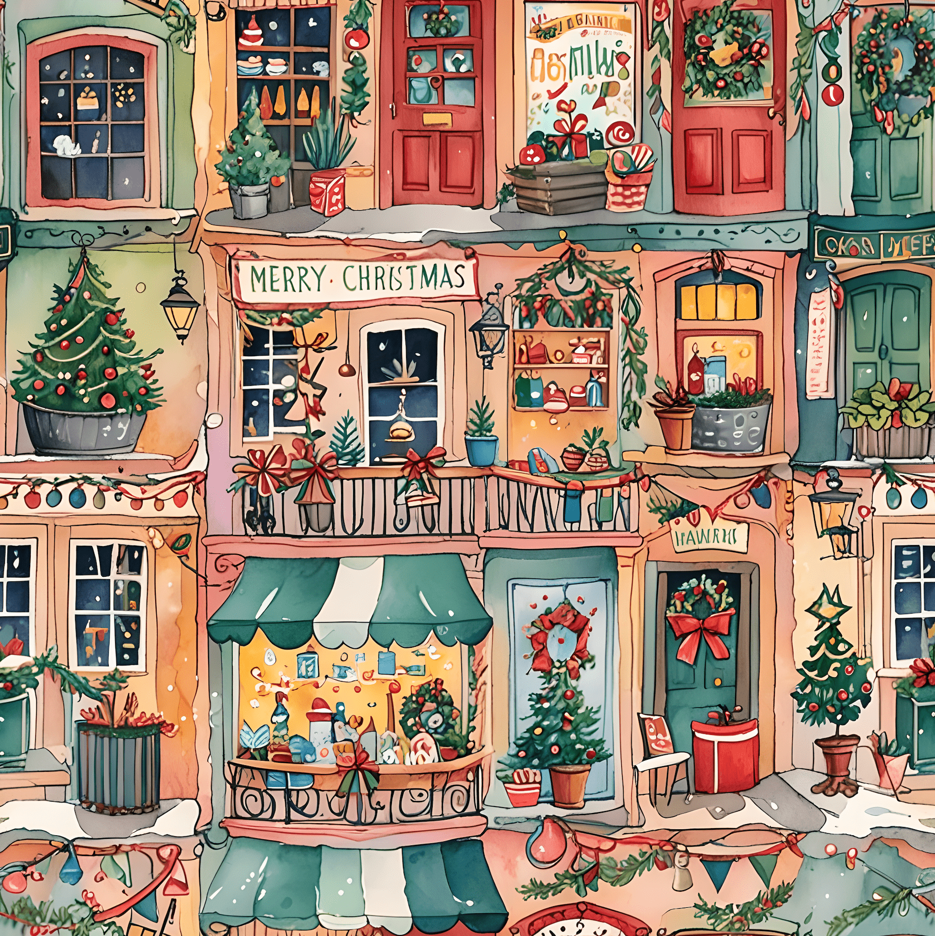 Festive Village Frenzy – Christmas Town Wrapping Paper