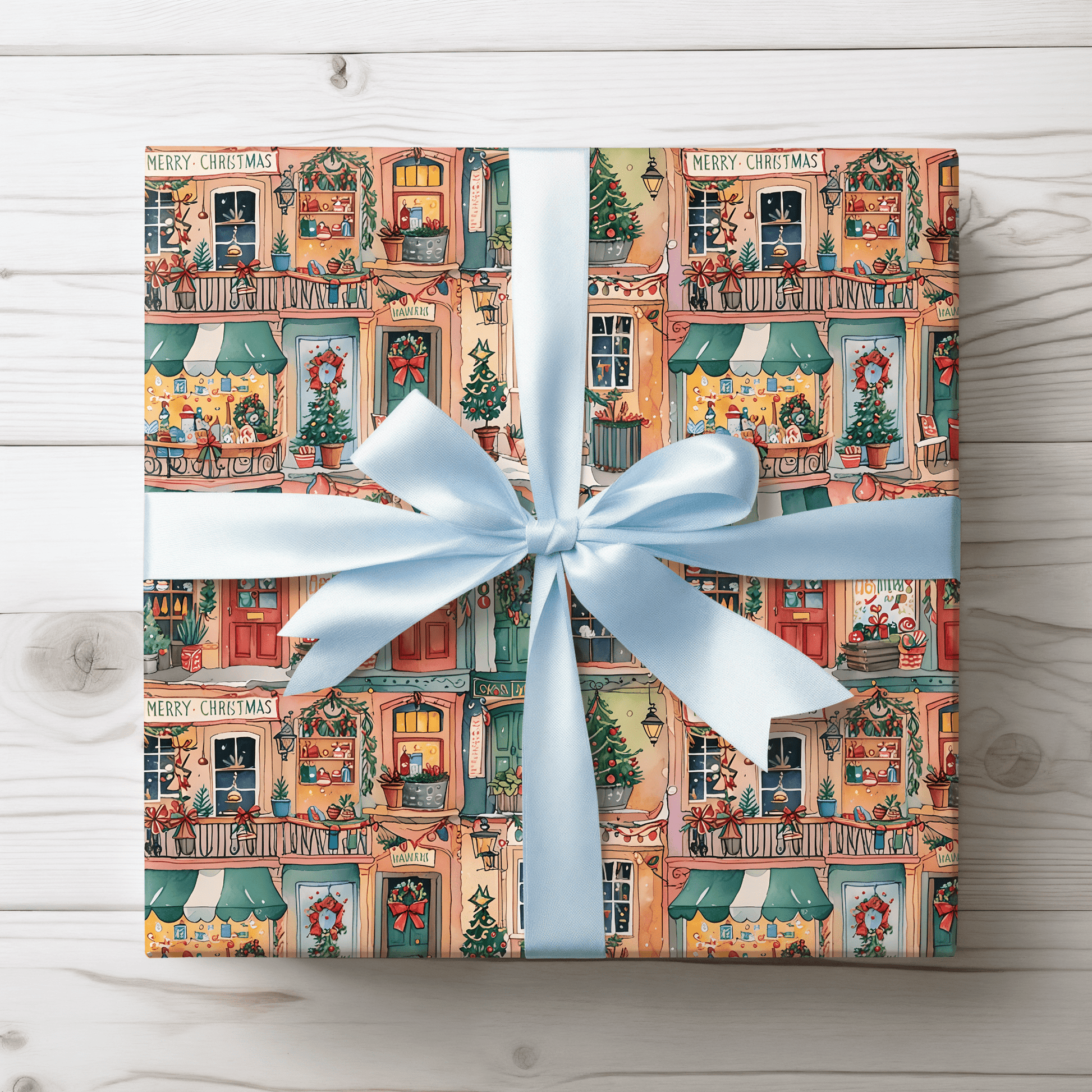 Festive Village Frenzy – Christmas Town Wrapping Paper
