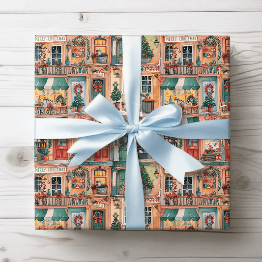 Festive Village Frenzy – Christmas Town Wrapping Paper