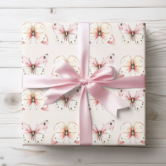 Wrapping Papers - Elegant Pink Butterfly Design for Birthdays and Special Occasions