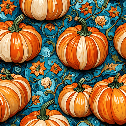 Wrapping Papers - Abstract Orange and Blue Pumpkin Pattern