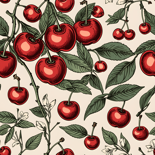 Elegant Cream Background with Cherry Delight Wrapping Paper