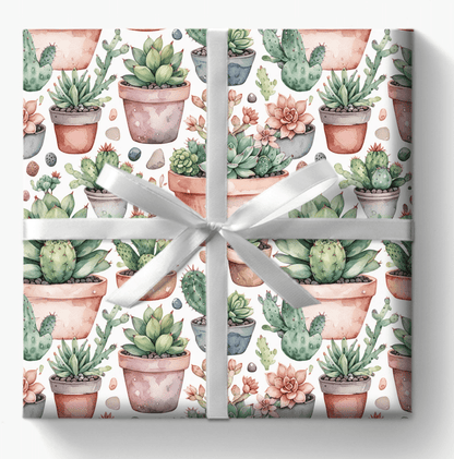 Gift Wrapping Papers with Adorable Succulents