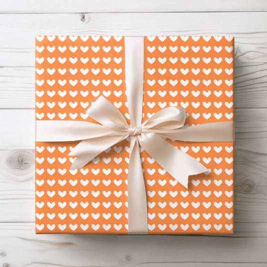 Orange Cheerful Heart Pattern Wrapping Paper