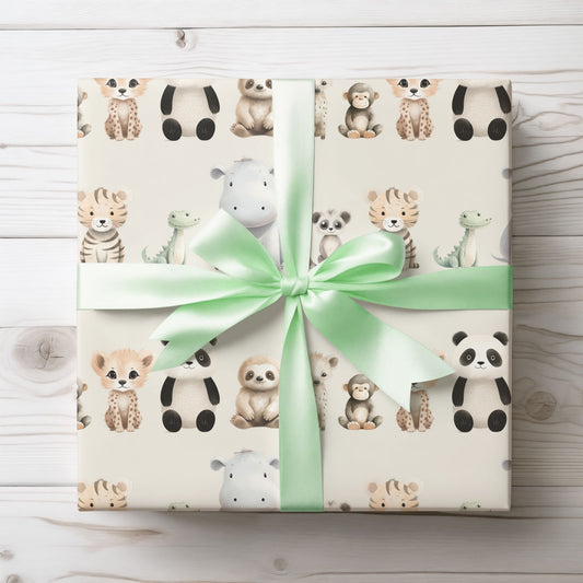 Cute Baby Jungle Animals Gift Wrap