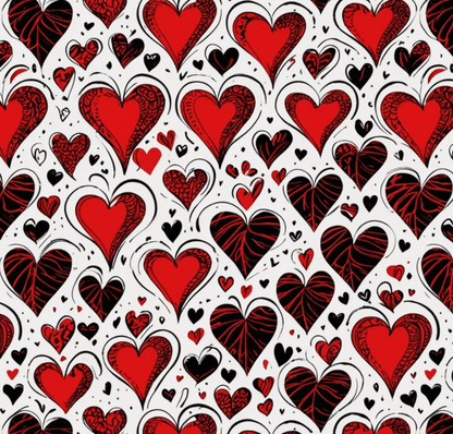 Stylish Gift Wrap with Vibrant Hearts in Black and Red