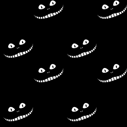 Cheshire Cat Eyes and Smile on Black Paper