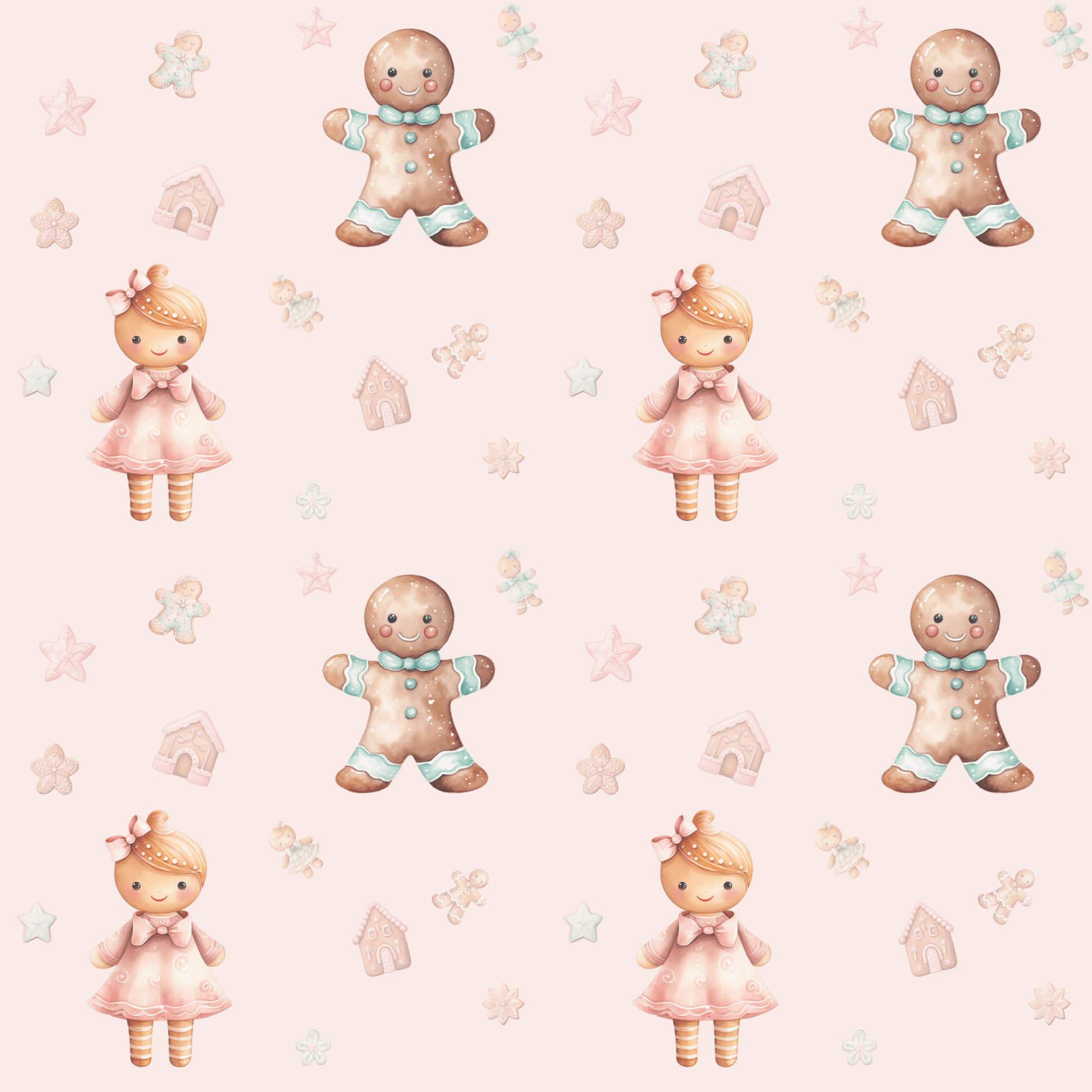 Sugar & Spice Parade – Gingerbread Girl and Boy Wrapping Paper