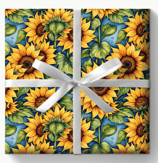 Vibrant Sunflower Patterned Wrapping Papers