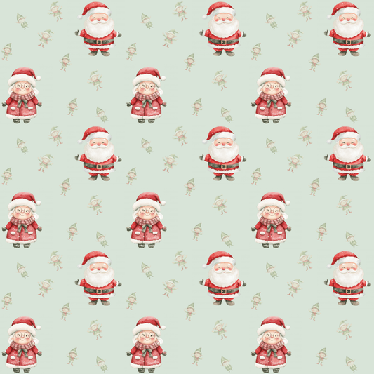Mint to Be Merry – Santa & Mrs. Claus Wrapping Paper
