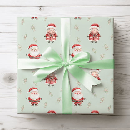 Mint to Be Merry – Santa & Mrs. Claus Wrapping Paper