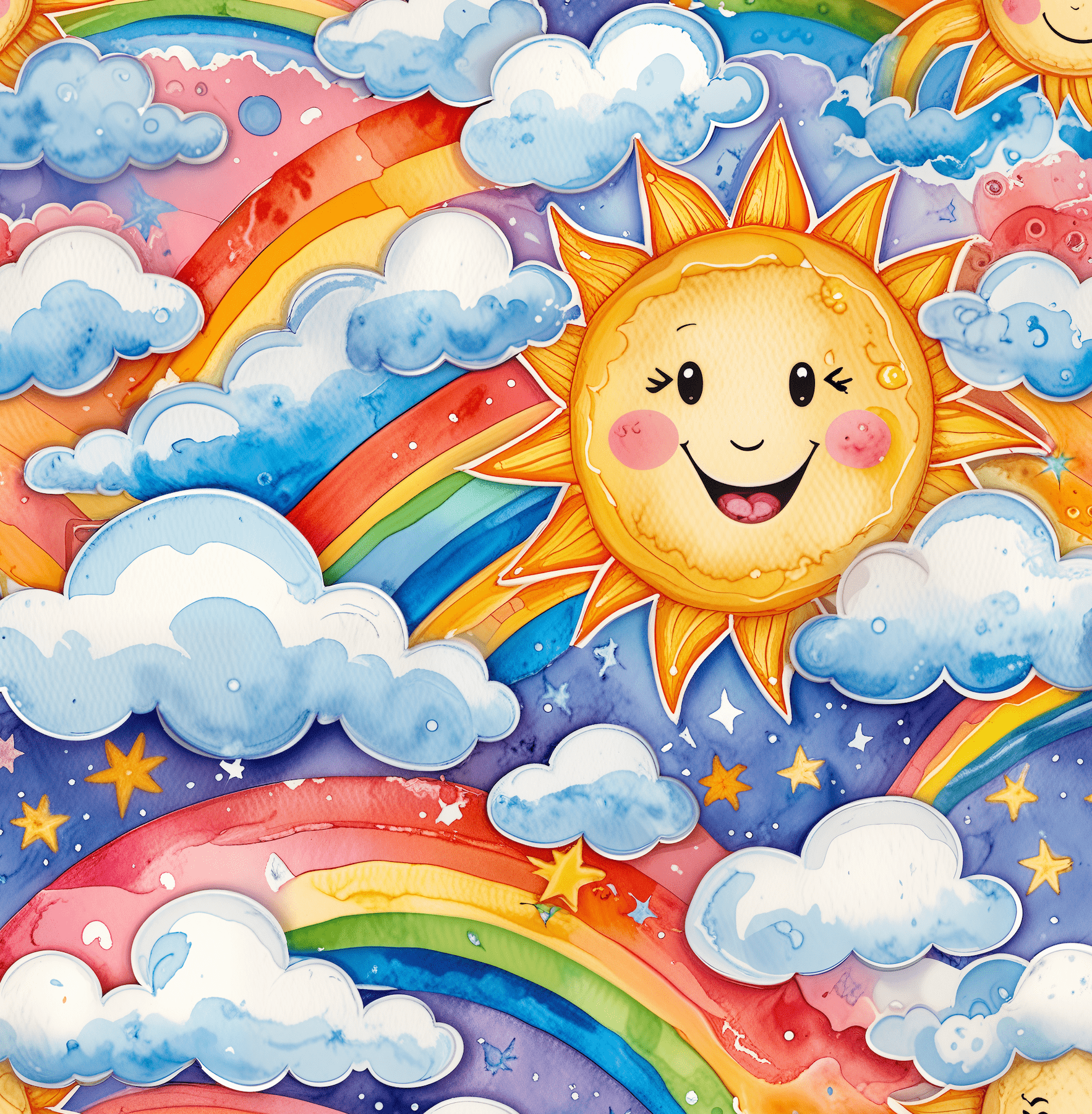 Whimsical Sun & Rainbow Wrapping Paper