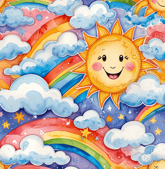 Whimsical Sun & Rainbow Wrapping Paper