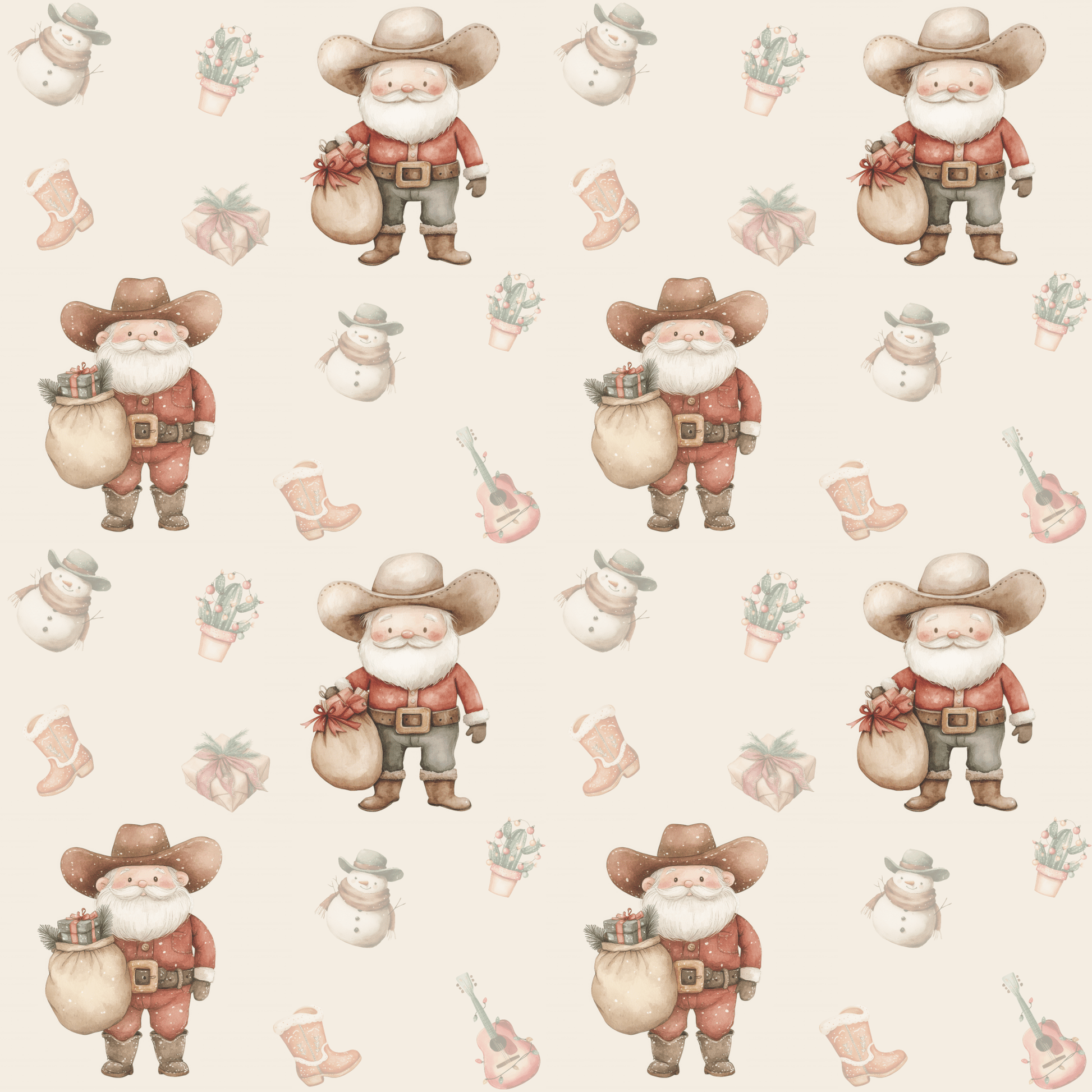 Santa’s Country Christmas – Western Cowboy Wrapping Paper