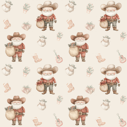 Santa’s Country Christmas – Western Cowboy Wrapping Paper