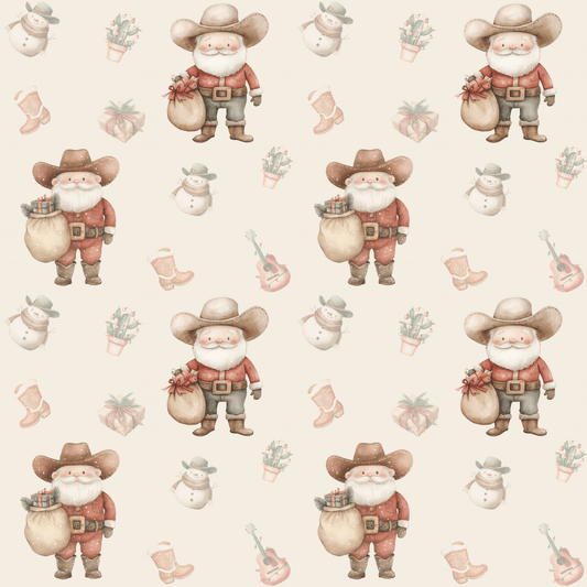 Santa’s Country Christmas – Western Cowboy Wrapping Paper
