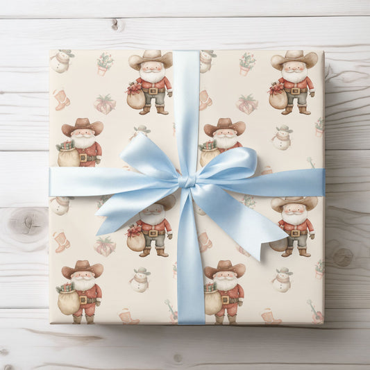 Santa’s Country Christmas – Western Cowboy Wrapping Paper