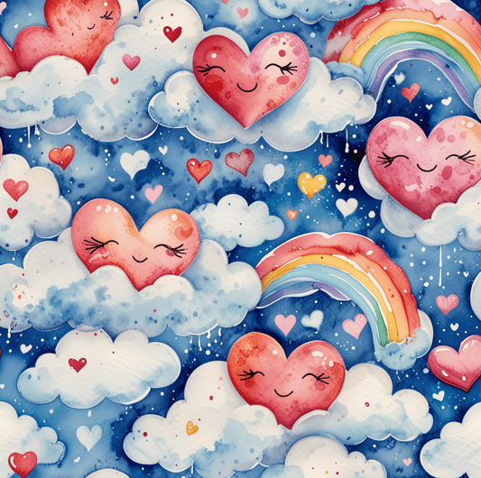 Colorful Heart & Rainbow Wrapping Paper