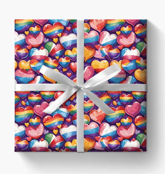 Colorful LGBTQ Heart Wrapping Paper