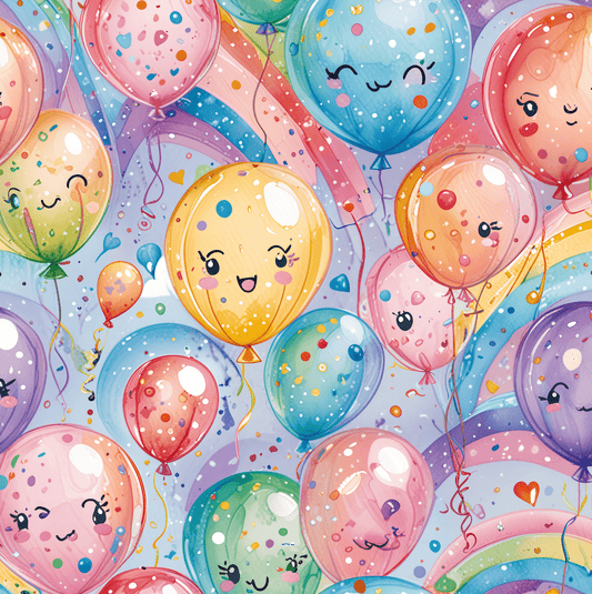 Whimsical Balloon and Rainbow Wrapping Paper