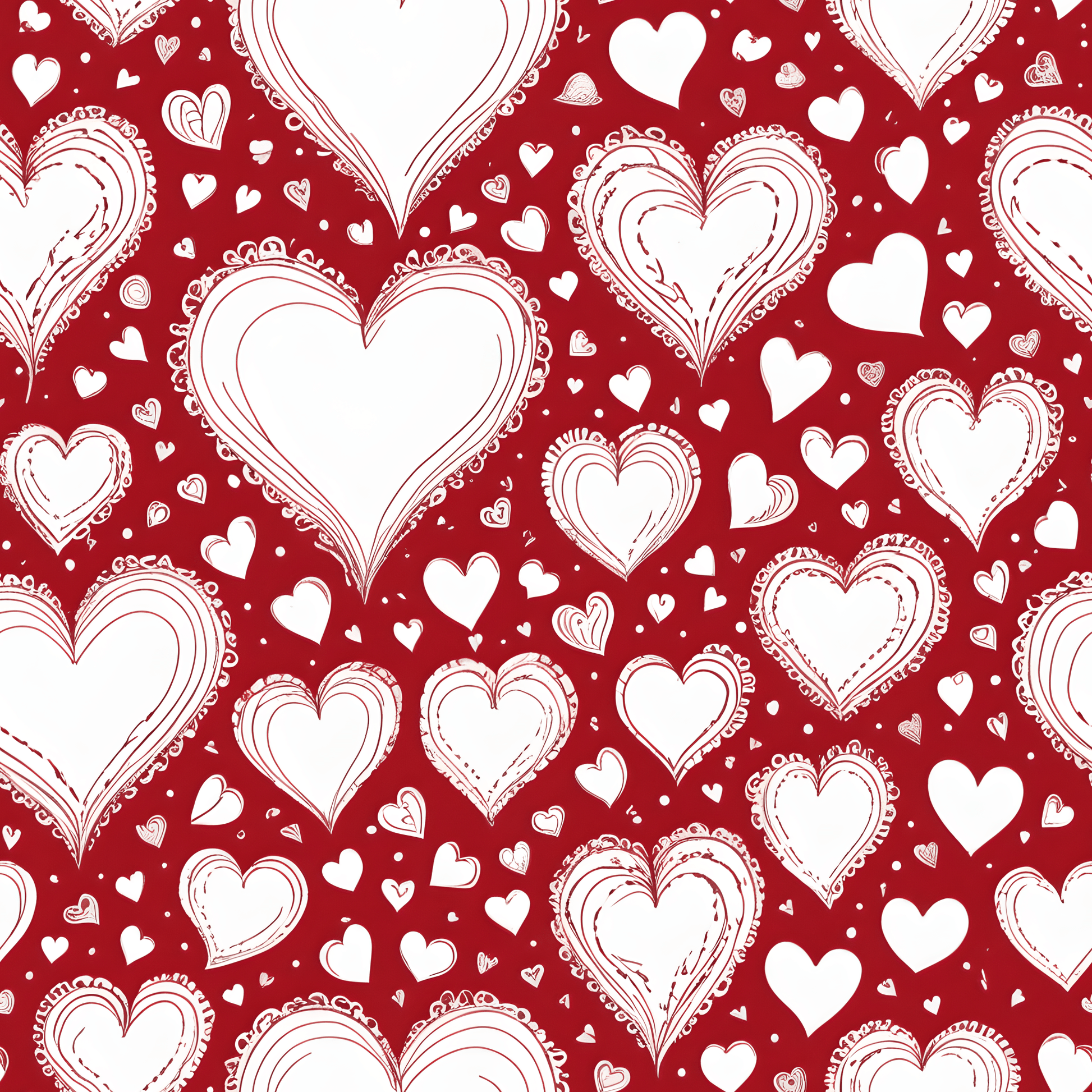 Romantic White and Red Heart Wrapping Papers