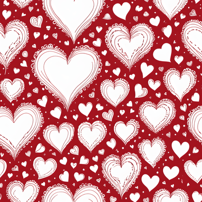 Romantic White and Red Heart Wrapping Papers