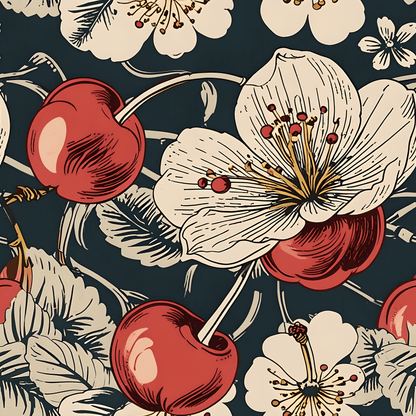 Vintage Cherry and Cherry Blossom Wrapping Papers