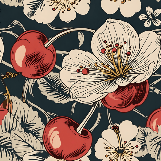 Vintage Cherry and Cherry Blossom Wrapping Papers