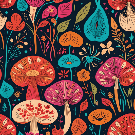 Retro Mushroom Motif Gift Wrap