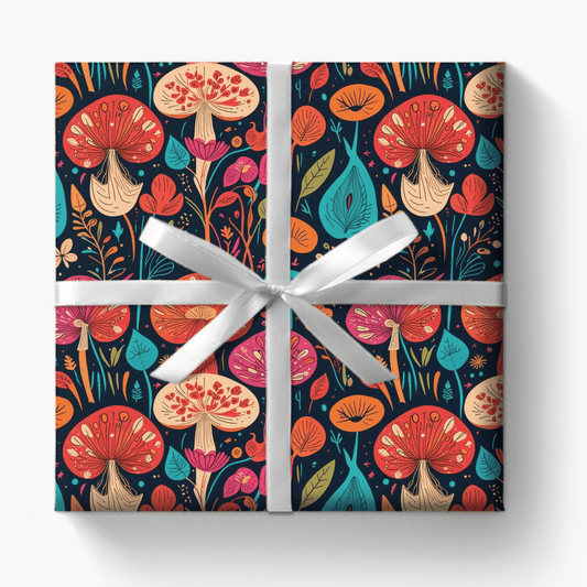 Retro Mushroom Motif Gift Wrap