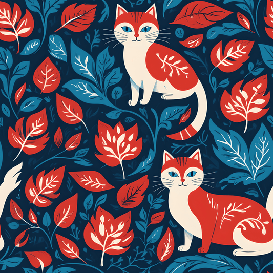 Retro - Inspired Botanical Design with Cats