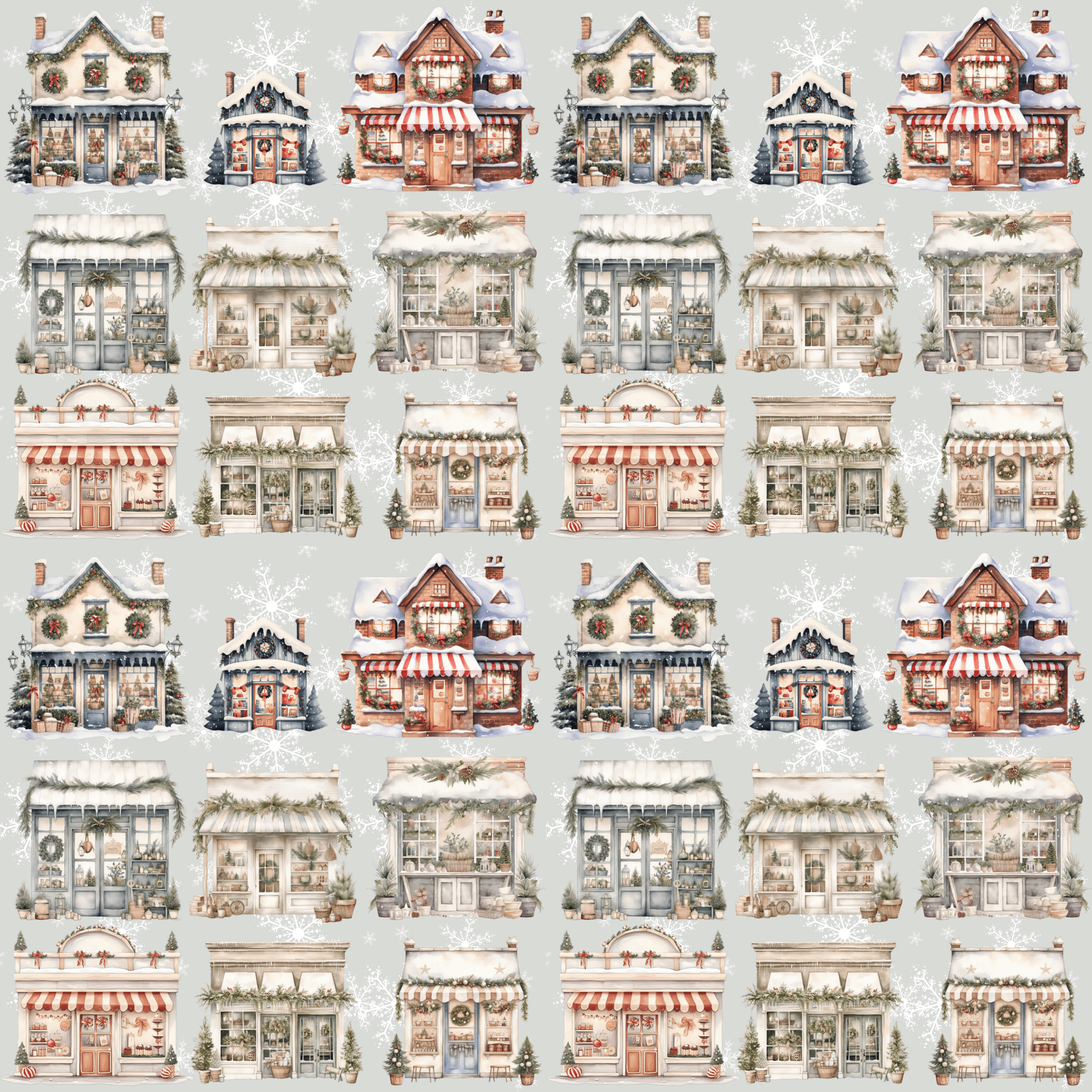 Holiday High Street – Quaint Christmas Village Shop Wrapping Paper