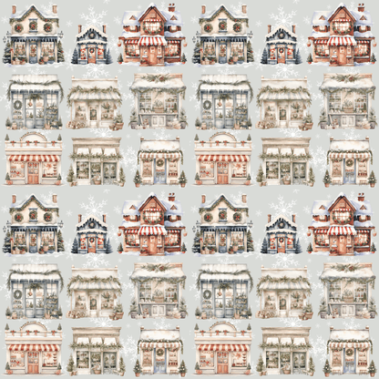 Holiday High Street – Quaint Christmas Village Shop Wrapping Paper