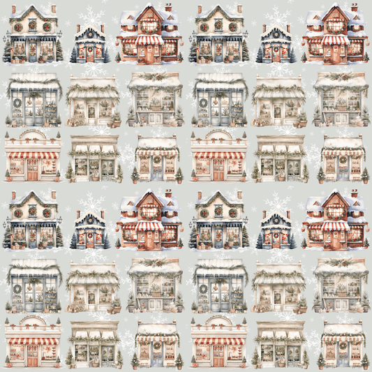 Holiday High Street – Quaint Christmas Village Shop Wrapping Paper