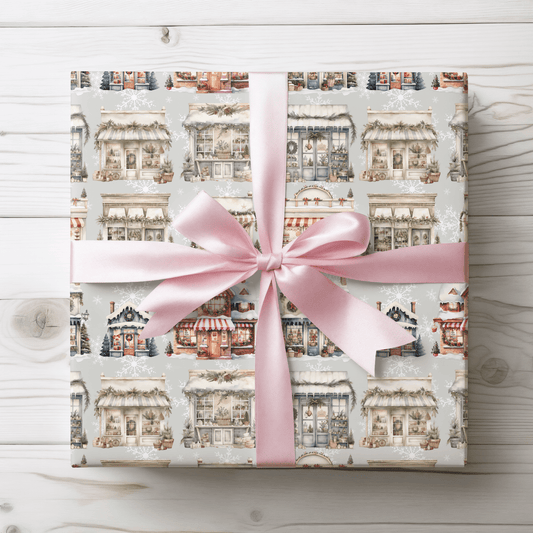 Holiday High Street – Quaint Christmas Village Shop Wrapping Paper