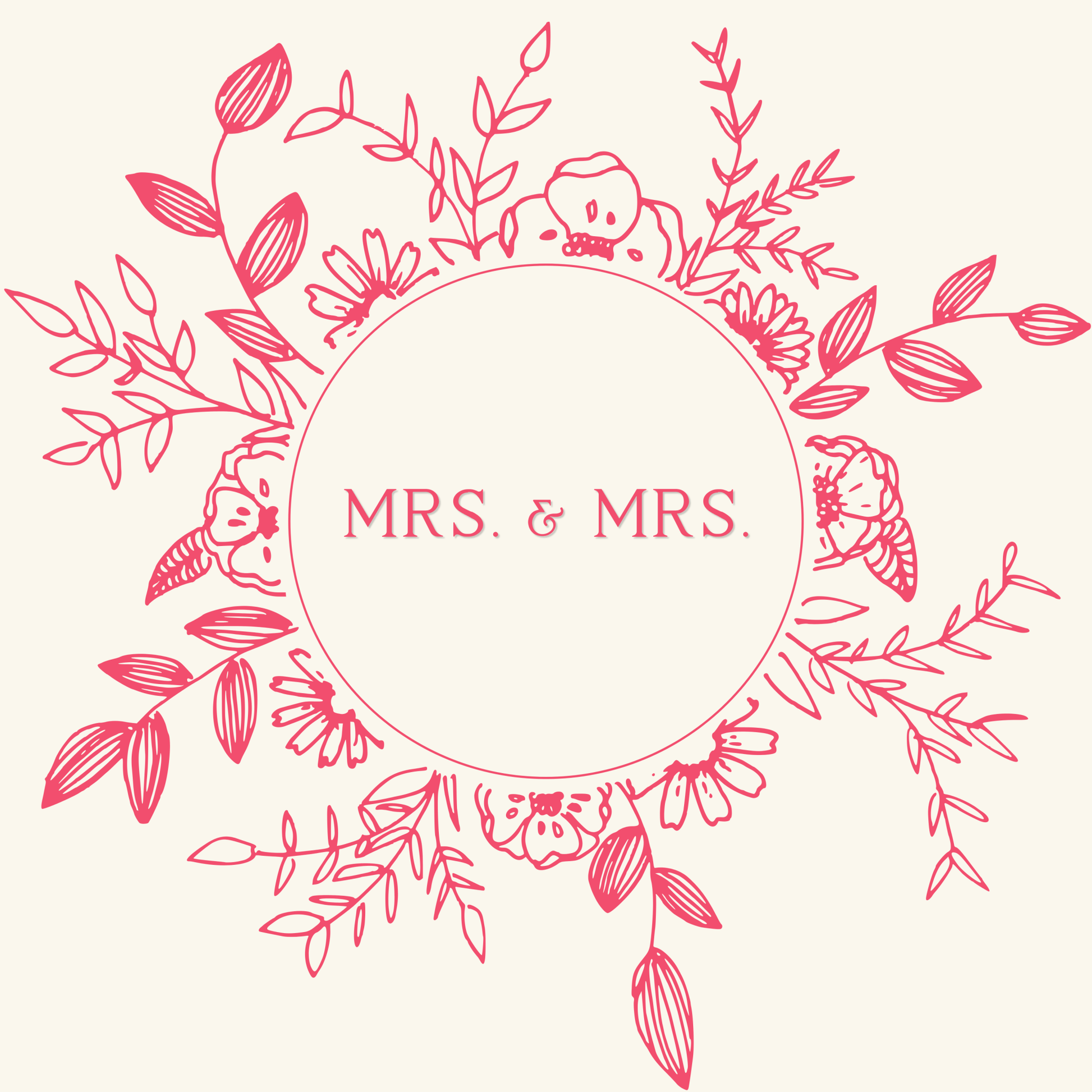 Charming Mrs & Mrs Pink and White Wrapping Paper