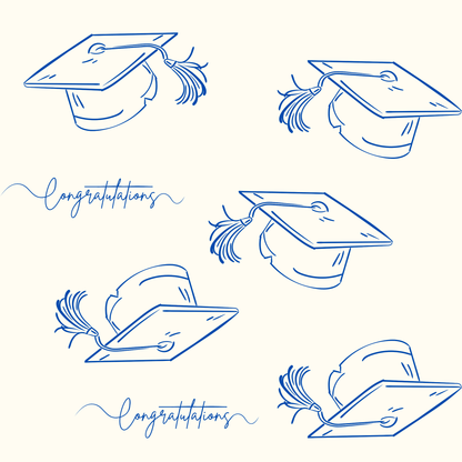 White and Blue Graduation Wrapping Paper
