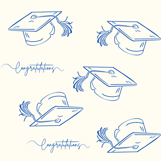 White and Blue Graduation Wrapping Paper
